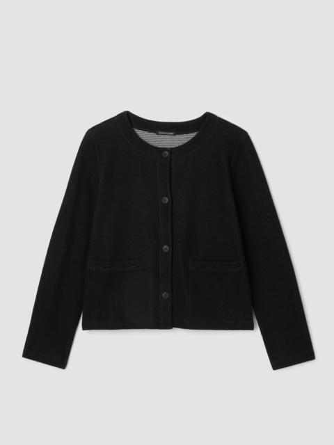 EILEEN FISHER Doubleknit Organic Cotton Stripe Round Neck Jacket