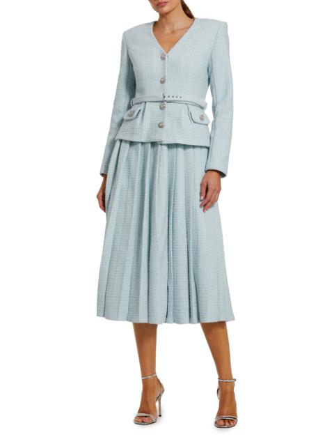 MAC DUGGAL Women's Ieena Bouclé Tailored Midi-Dress - Powder Blue