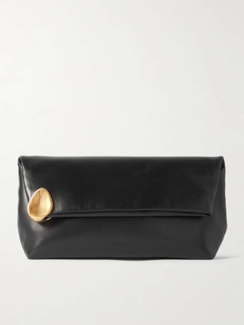 Jil Sander Embellished leather clutch Black