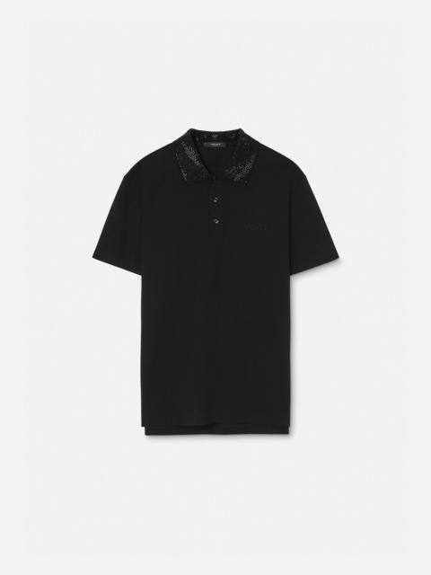 VERSACE Crystal Barocco Silhouette Polo Shirt