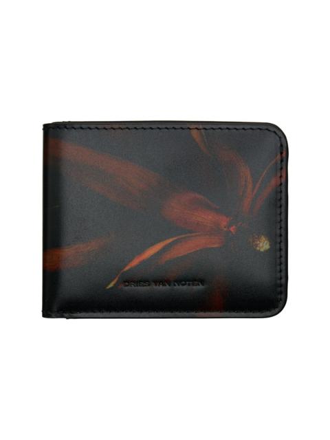 Dries Van Noten Black & Orange Floral Wallet