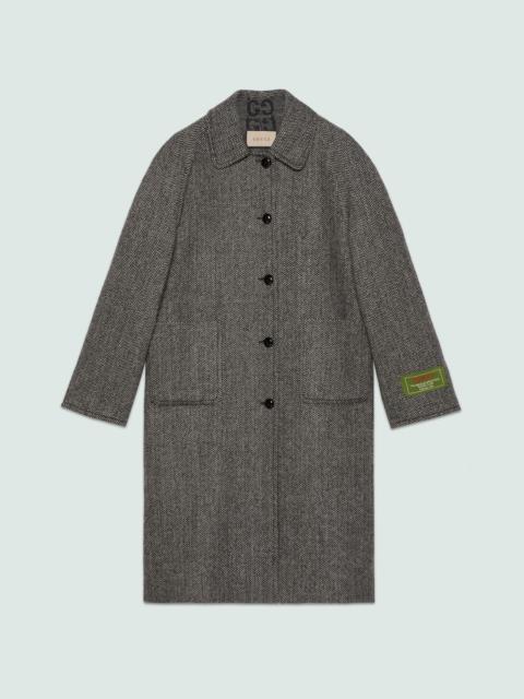 Reversible chevron GG wool coat