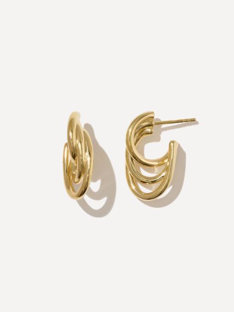 Otiumberg 14ct Gold-Plated Vermeil Silver Gathered Sonder Hoop Earrings