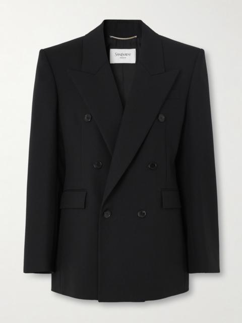SAINT LAURENT Double-breasted Grain De Poudre Wool Blazer