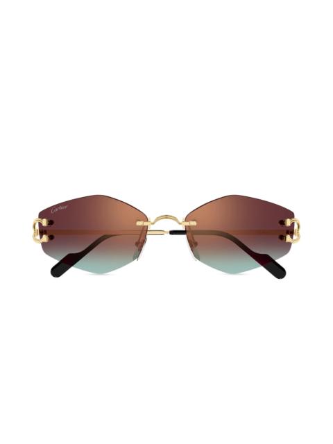 Cartier Women's C Décor 56MM 24K-Gold-Plated Geometric Sunglasses - Gold Blue