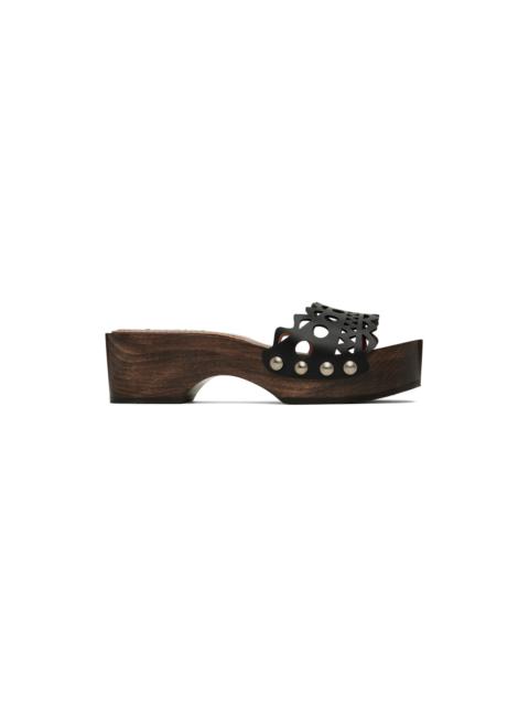 Black Wooden Flat Clogs