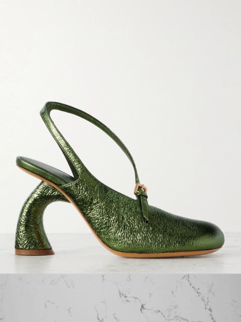 Crinkled-leather pumps Light green