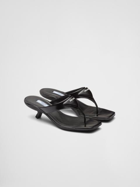 Prada Brushed leather high-heeled thong sandals