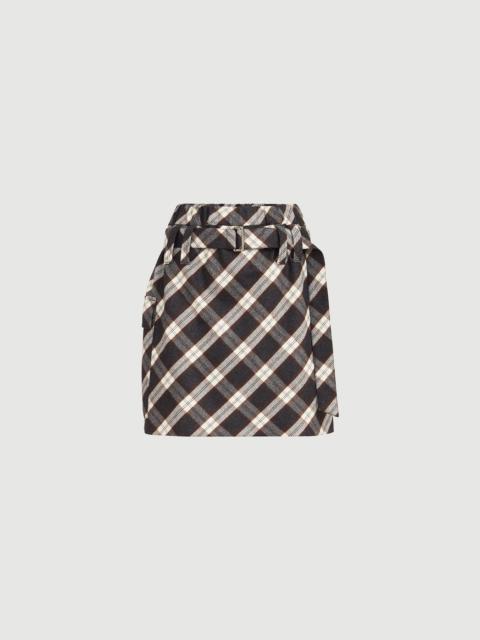 Brunello Cucinelli Virgin wool Prince of Wales flannel utility mini skirt