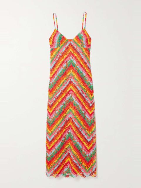 Striped corded lace maxi dress