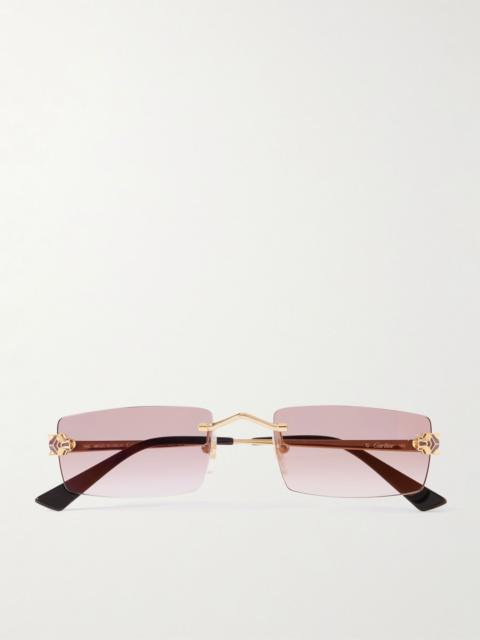 Cartier Panthère De Cartier Rimless Rectangular-Frame Gold-Tone Sunglasses Gold