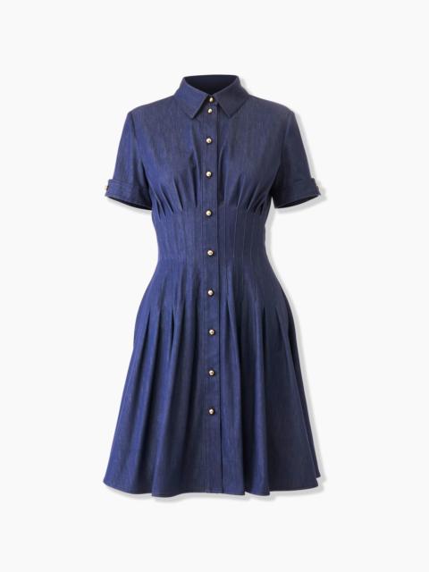 CAROLINA HERRERA Pleated Denim Mini Dress