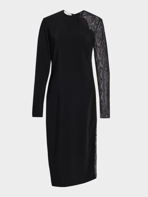 Stella McCartney Lace-Inset Long-Sleeve Sheath Dress
