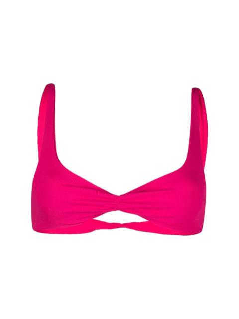 THE ATTICO twisted ribbed triangle bikini top