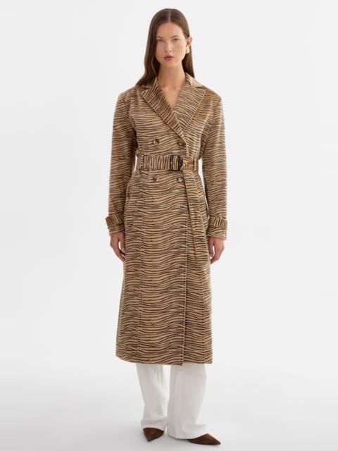 LAMARQUE LESLIE | Faux Hair Tiger Print Trench Coat
