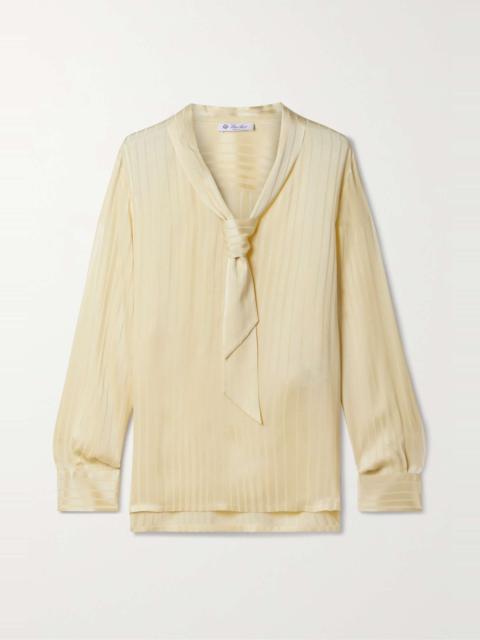Kya tie-detailed striped silk-jacquard blouse