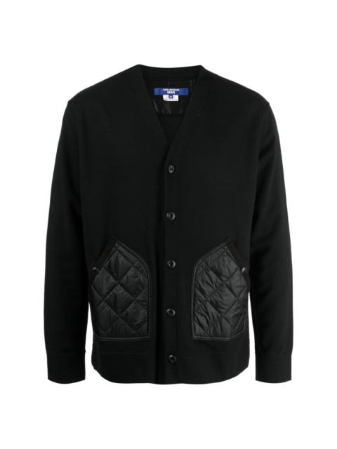 quilted-panel V-neck jacket