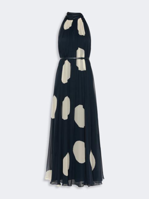 Max Mara AGENTE Polka dot-patterned long silk dress - MIDNIGHTBLUE