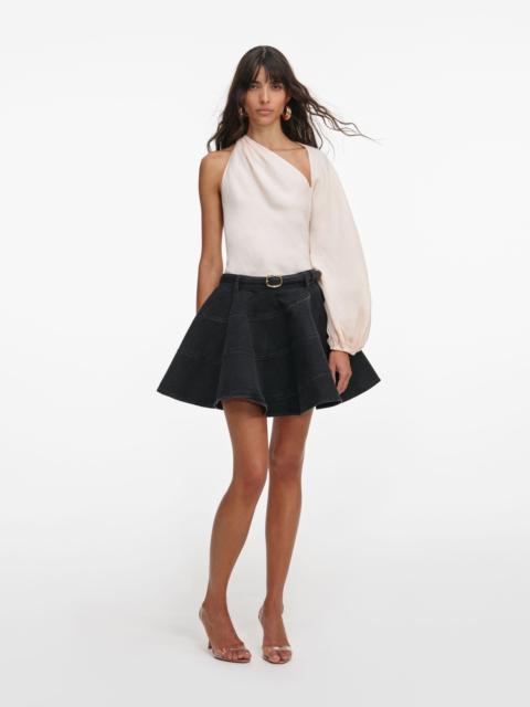 self-portrait Cream Draped Sleeve Top