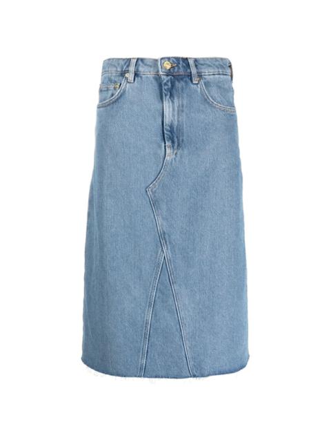 high-waist denim skirt