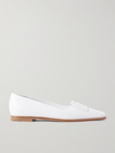 Manolo Blahnik Pausaniasflat Fringed Leather Loafers