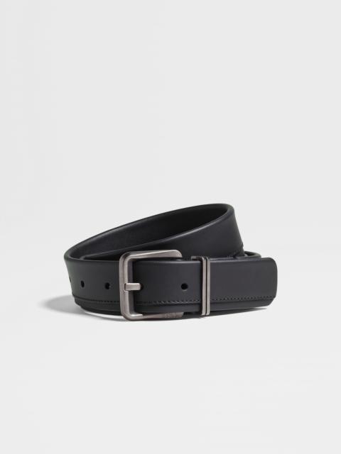 ZEGNA BLACK LEATHER BELT