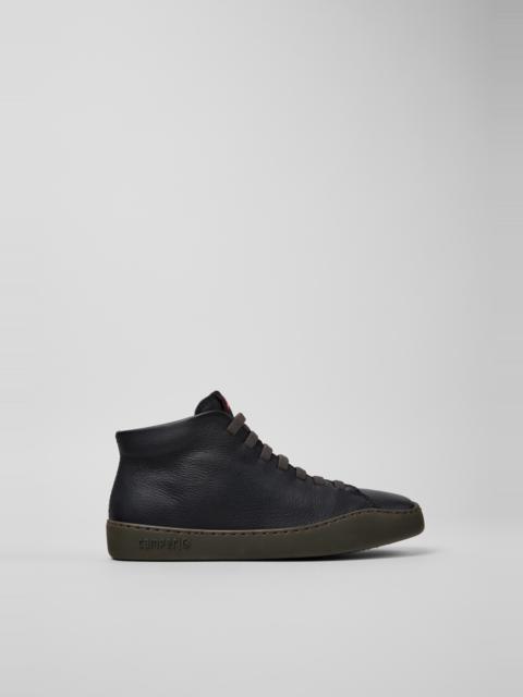 CAMPER Peu Touring Black Leather Sneaker Booties for Women.