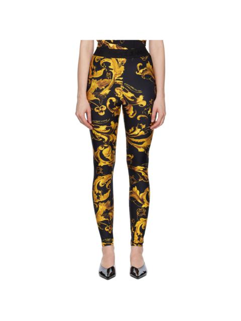 VERSACE JEANS COUTURE Black & Gold Lycra Barocco Leggings