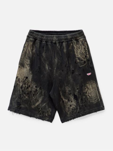 P-CROWN-N2 DISTRESSED SHORTS WITH MARBLED EFFECT