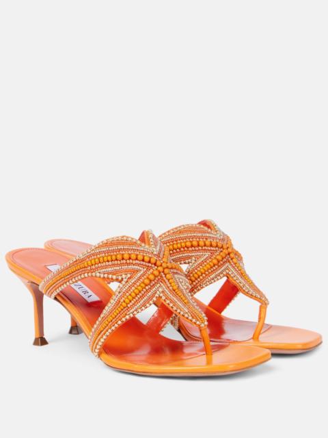 AQUAZZURA Reef Star beaded leather thong sandals