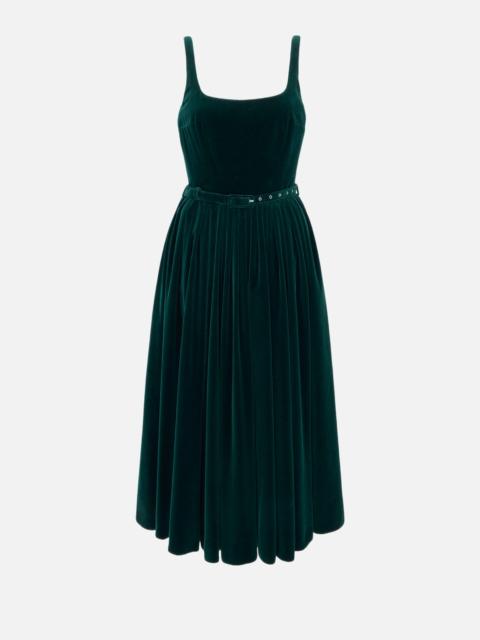 EMILIA WICKSTEAD Eagle Dress in Green Cotton Velvet