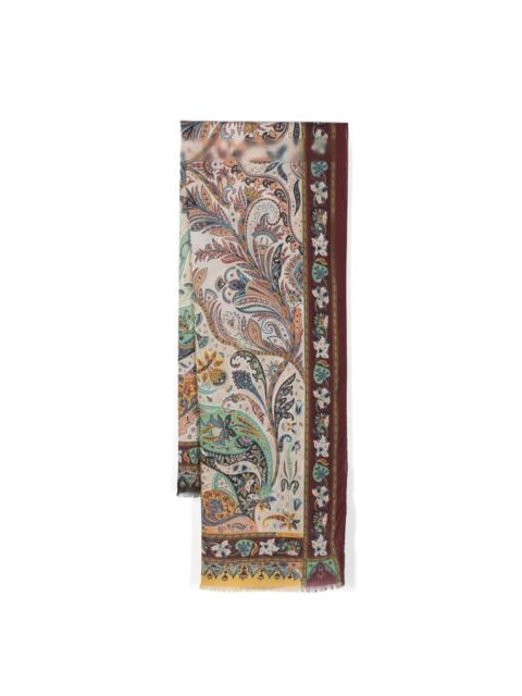 paisley-print frayed scarf