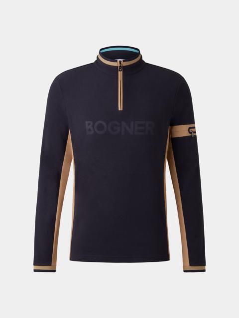 BOGNER Gilbert Fleece longsleeve in Navy blue/Beige