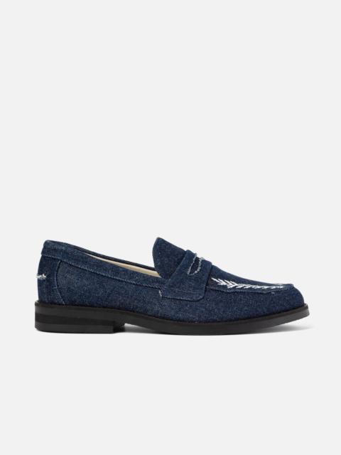 DUKE + DEXTER Wilde Indigo Denim Wreath Embroidered Penny Loafer - Men's