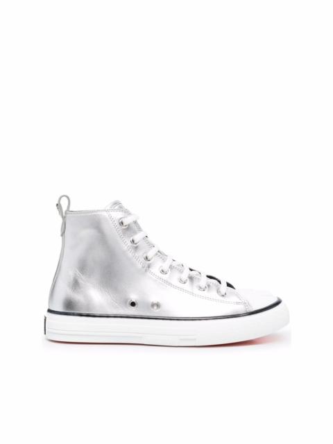 PHILIPP PLEIN metallic-finish high-top sneakers