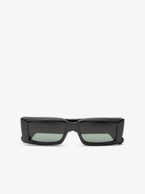 GANNI BLACK RECTANGULAR SUNGLASSES