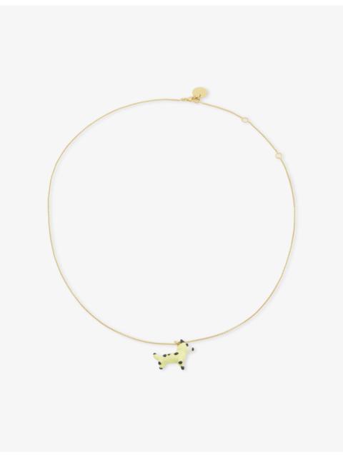 Marni Enamelled Dog Charm Brass Necklace