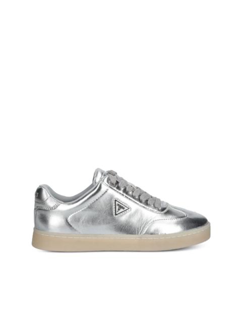 GUESS USA Jazlie metallic-effect leather low-top sneakers