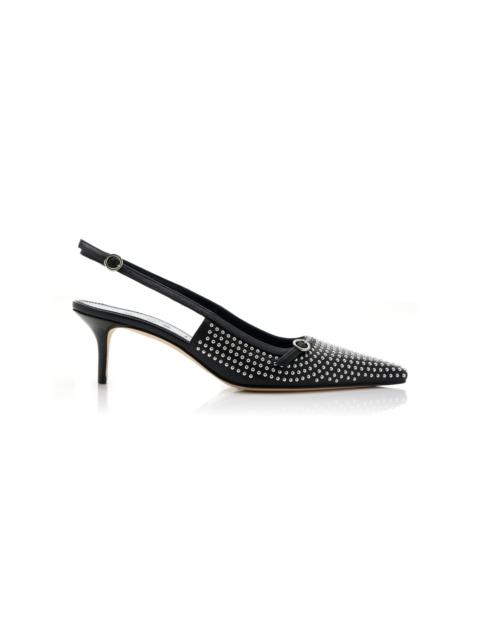 Aeyde Saba Studded Leather Slingback Pumps black