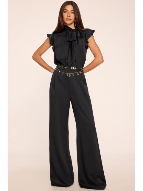 RAMY BROOK Irene Tie Neck Short Sleeve Designer Jumpsuit