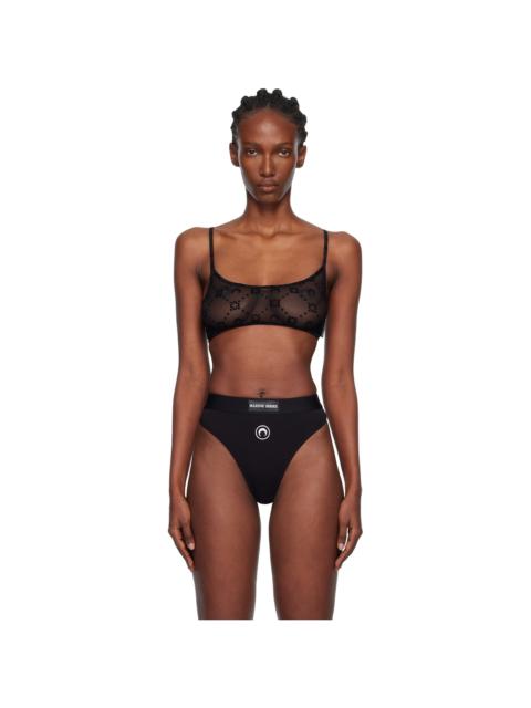 Marine Serre Black Recycled Mesh Flock Bralette
