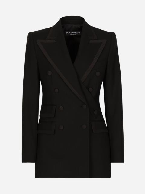 Double-breasted twill Turlington tuxedo jacket