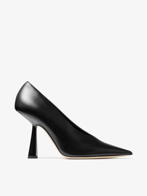 JIMMY CHOO Maryanne 100 Black Calf Leather Pointed-Toe Pumps