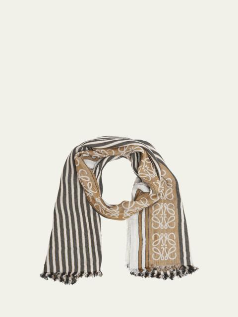 Striped Anagram Linen Scarf