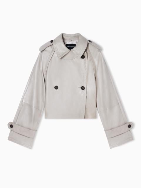GIORGIO ARMANI CROPPED NAPPA LEATHER TRENCH COAT