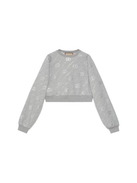 GUCCI crystal-embellished Interlocking G-logo felted sweatshirt