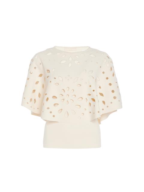 ULLA JOHNSON Josie Cape Sleeve Knit Top ivory
