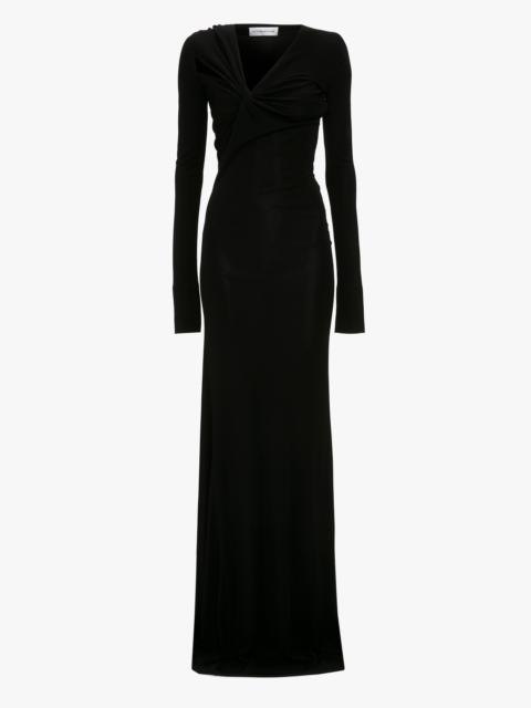 Victoria Beckham Tie Detail Floor-Length Dress in Black