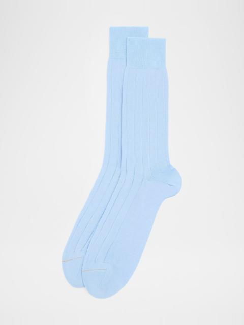 Paul Smith Men's Ribbed Mercerized Cotton Calf-Length Socks