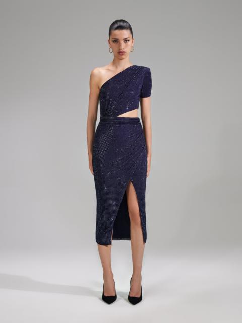 self-portrait Navy Rhinestone Midi Dress